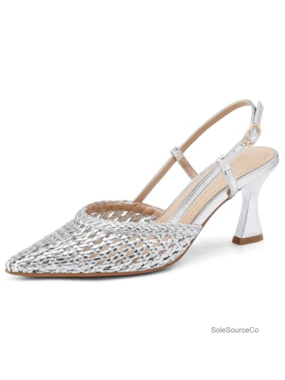 Woven Slingback Kitten Heels Pumps 2.5 Inch Low Heel Dress Shoes